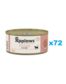 APPLAWS Cat Adult Tuna with Salmon in Broth tuńczyk z łososiem w bulionie 72x156 g