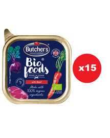 BUTCHER'S BIO foods wołowina 15x150 g pasztet dla psa