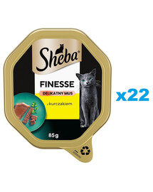 SHEBA Finesse tacka 22x85 g mokra karma pełnoporcjowa dla dorosłych kotów z kurczakiem w musie