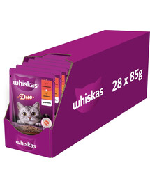 WHISKAS Adult saszetka 28x85 g mokra karma dla dorosłych kotów w galaretce z wołowiną i drobiem