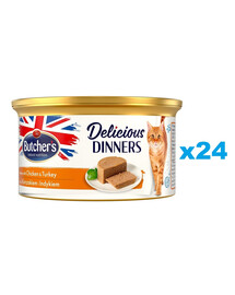 BUTCHER'S Classic Delicious Dinners z kurczakiem i indykiem mus 24x85 g