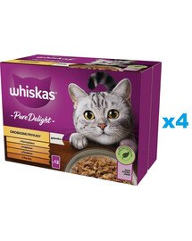 WHISKAS Adult saszetka 48x85g Drobiowe Frykasy mokra karma dla dorosłych kotów w galaretce z: kurczakiem, indykiem, drobiem, kaczką