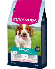 EUKANUBA Adult Small Medium Breeds Salmon Barlej Trockenfutter mit Lachs und Gerste für S und M Hunde 12 kg