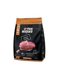 PAN MIĘSKO Trockenfutter mit Kalb und Ente für adulte Katzen M hypoallergen 400 g