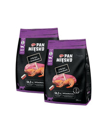 PAN MIĘSKO Trockenfutter mit Kalb und Garnelen für adulte Katzen S hypoallergen 2x400 g