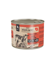 WIEJSKA ZAGRODA Nassfutter Kaninchen mit Kalbfleisch für Kätzchen getreidefrei 200 g