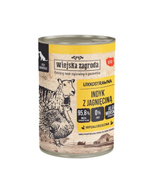 WIEJSKA ZAGRODA Nassfutter Pute mit Lamm für adulte Hunde getreidefrei 400 g