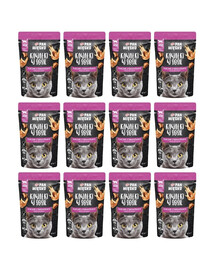 PAN MIĘSKO Nassfutter Huhn mit Garnelen Stücke in Soße für adulte Katzen getreidefrei 12x85 g