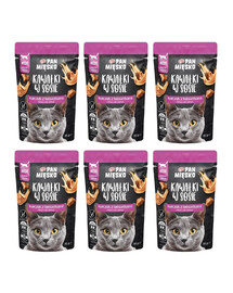 PAN MIĘSKO Nassfutter Huhn mit Garnelen Stücke in Soße für adulte Katzen getreidefrei 6x85 g