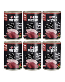 PAN MIĘSKO Nassfutter mit Pute, Hirsch und Wildrose für adulte Hunde hypoallergen 6x400 g