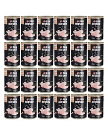 PAN MIĘSKO Nassfutter mit Pute und Kaninchen hypoallergen für adulte Katzen 24x400 g