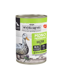 WIEJSKA ZAGRODA Nassfutter mit Ente Monoprotein für adulte Hunde getreidefrei 400 g