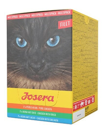 JOSERA Multipack Filet Nassfutter mit Huhn, Pute, Lachs für adulte Katzen 6x70 g