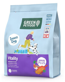 GREEN PETFOOD InsectDog Vitalität Trockenfutter mit Insektenprotein und Ente für adulte Hunde 900 g