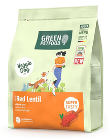 GREEN PETFOOD VeggieDog mit roter Linsen vegetarisches Futter mit roter Linsen für adulte Hunde 900g