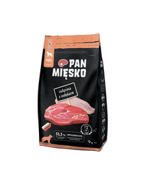 PAN MIĘSKO Trockenfutter Kalbfleisch mit Truthahn für adulte Hunde XL hypoallergen 2x9 kg