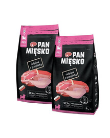 PAN MIĘSKO Trockenfutter mit Kalb und Wachtel für Welpen XS hypoallergen 2x3 kg