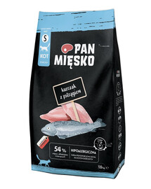 PAN MIĘSKO Trockenfutter mit Huhn und Forelle für adulte Katzen S 1,6 kg