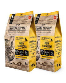WIEJSKA ZAGRODA Trockenfutter Pute mit Lamm für adulte Hunde M getreidefrei 2x9 kg