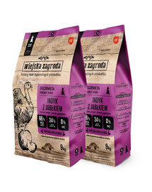 WIEJSKA ZAGRODA Trockenfutter Pute mit Apfel für Welpen M getreidefrei 2x9 kg