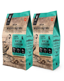 WIEJSKA ZAGRODA Trockenfutter mit Huhn und Lachs für Kätzchen getreidefrei 2x1,6kg