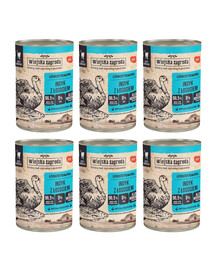 WIEJSKA ZAGRODA Nassfutter mit Pute und Lachs für adulte Katzen getreidefrei 6x400 g