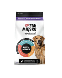 PAN MIĘSKO Dental und Senior Trockenfutter mit Rind und Truthahn für adulte und ältere Hunde M 3 kg