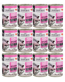WIEJSKA ZAGRODA Nassfutter Schweinefleisch Monoprotein für adulte Hunde 12x400 g