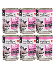 WIEJSKA ZAGRODA Nassfutter Schweinefleisch Monoprotein für adulte Hunde 6x400 g