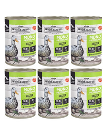 WIEJSKA ZAGRODA Nassfutter mit Ente Monoprotein für adulte Hunde getreidefrei 6x400 g