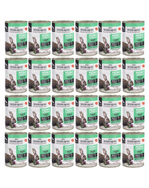 WIEJSKA ZAGRODA Nassfutter mit Kaninchen Monoprotein für adulte Hunde getreidefrei 24x400 g