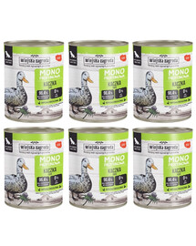 WIEJSKA ZAGRODA Nassfutter mit Ente Monoprotein für adulte Hunde getreidefrei 6x800 g
