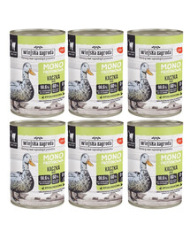 WIEJSKA ZAGRODA Nassfutter mit Ente Monoprotein für adulte Katzen 6x400 g