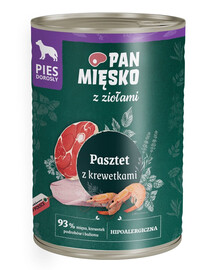 PAN MIĘSKO mit Kräutern Pastete mit Garnelen für adulte Hunde hypoallergen 400 g