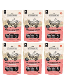WIEJSKA ZAGRODA Superfoods Nassfutter Huhn mit Garnelen und Baldrian für adulte Katzen getreidefrei 6x100 g