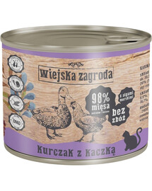 WIEJSKA ZAGRODA Nassfutter Huhn und Ente für adulte Katzen getreidefrei 24x200 g