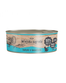 WIEJSKA ZAGRODA Nassfutter Truthahn mit Lachs für adulte Katzen getreidefrei 12x85 g