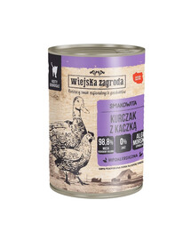 WIEJSKA ZAGRODA Nassfutter Huhn mit Ente für adulte Katzen getreidefrei 24x400 g