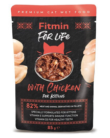 FITMIN Cat For Life pouch kitten chicken Nassfutter mit Huhn für Kätzchen 85 g