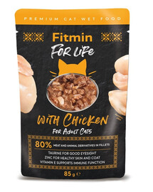 FITMIN cat for life pouch adult chicken Nassfutter mit Huhn für Katzen 85 g