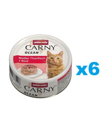 ANIMONDA Carny Nassfutter mit Weißer Thunfisch und Rind für Katzen 6x80g