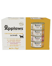 APPLAWS Cat Adult Chicken Selection Multipak in Broth mix Geschmäcker mit Huhn in Brühe 24x70g