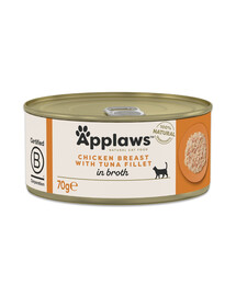 APPLAWS Cat Adult Chicken with Tuna in Broth Hühnerbrust mit Thunfischfilet in Brühe 70 g