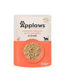 APPLAWS Cat Adult Pouch Chicken with Salmon Hühnerbrust mit Lachs in Brühe 70 g