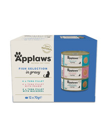 APPLAWS Cat Adult Fish Selection Multipak in Gravy mix Geschmäcker mit Fisch in Soße 12x70g