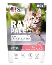 RAW PALEO Monoprotein Nassfutter mit Schweinefleisch für Kätzchen 100g