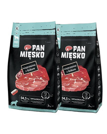 PAN MIĘSKO Trockenfutter mit Schweinefleisch und Wild für adulte Hunde XL 2x3 kg