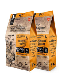 WIEJSKA ZAGRODA Trockenfutter mit Lamm und Ente für adulte kleine Hunde getreidefrei 2x2 kg