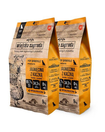WIEJSKA ZAGRODA Trockenfutter mit Lamm und Ente für adulte kleine Hunde getreidefrei 2x9 kg