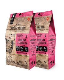 WIEJSKA ZAGRODA Trockenfutter mit Lamm und Spinat für kleine Welpen getreidefrei 2x2 kg